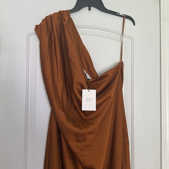 NWT FAME AND PARTNERS Antonia One Shoulder Rust Dress US 22 AU 26 EU 54 - Picture 6 of 10